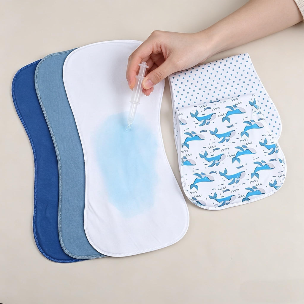 Baby Burp Cloths, Soft Absorbent Towel, Unisex, Easy to Use, 5 Pack (Light Blue)