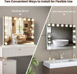 Hollywood Vanity Mirror with 10X/15X Magnification and Lights, USB/Type-C Port Makeup Mirror with 15 Dimmable LED