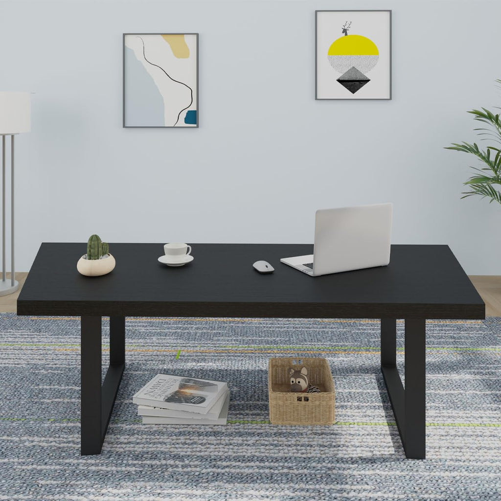 Black Oak Coffee Table, Modern Wood Center Table 47 in