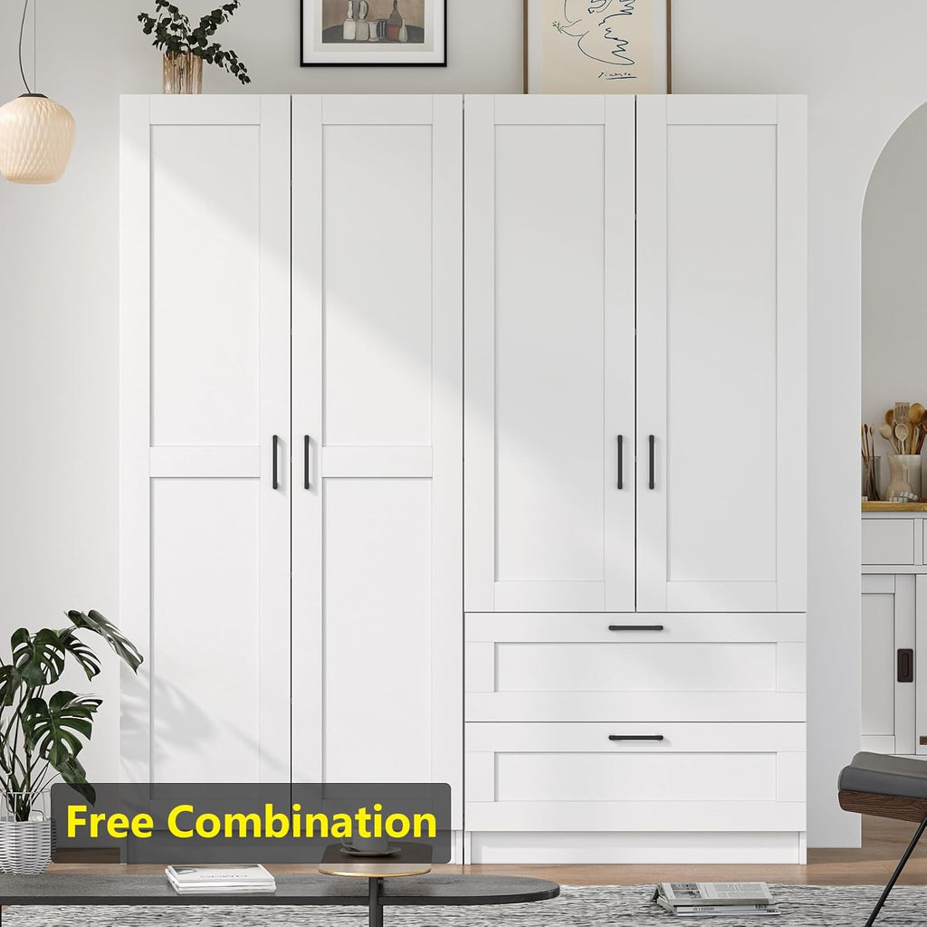 White Tall Kitchen Pantry Cabinet Organizers and Storage with Doors and Adjustable Shelves,Wood Large Gabinetes Para