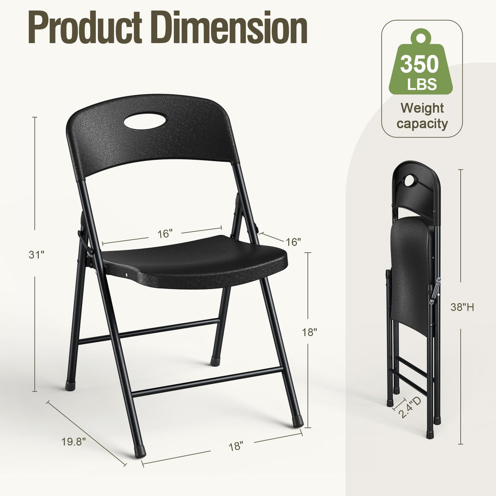 Folding Chairs 10 Pack, Portable Foldable Chairs for Indoor Outdoor Use, Sturdy Event Plastic Chairs for Wedding