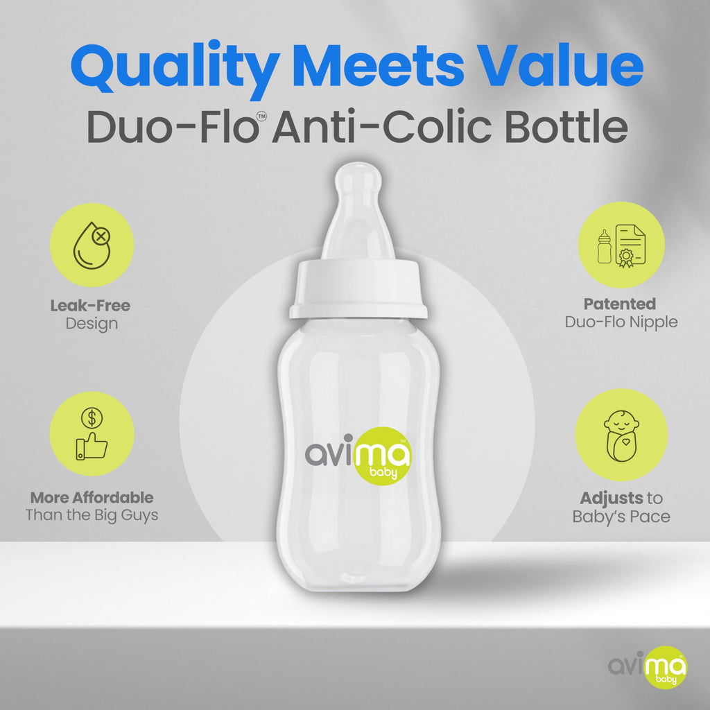 4 oz Anti Colic Baby Bottles w Slow Flow Nipples. 0-3M (Set of 8)