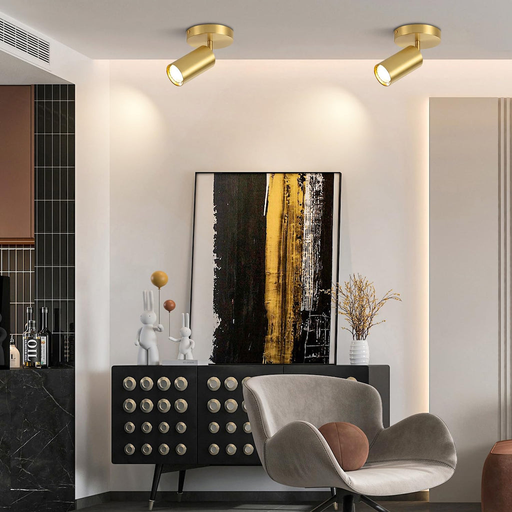 Modern LED Track Lighting Kit Brushed Gold Spotlight Fixtures Ceiling Mount Indoor Matte Brass Ceiling Spot