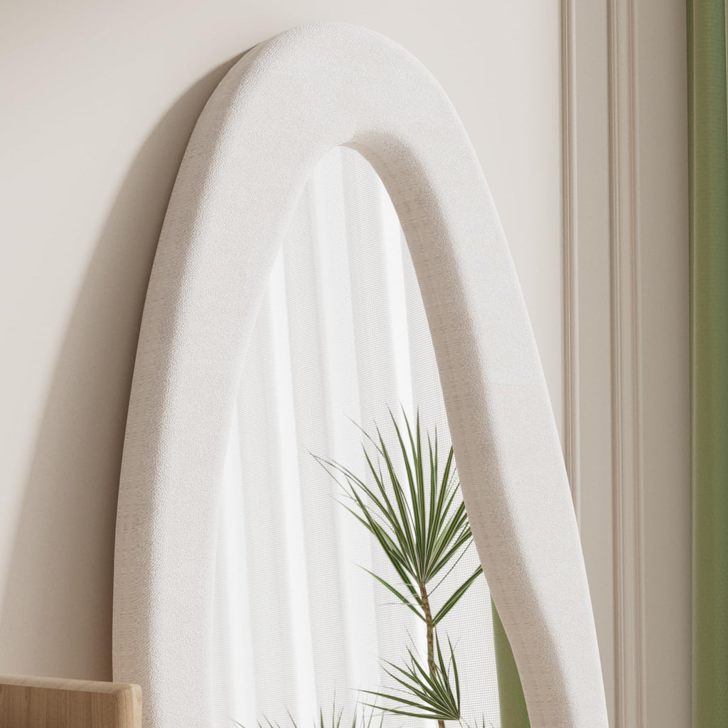Wavy Full Length Mirror, 63"x24" Irregular Body Floor Mirror (White)