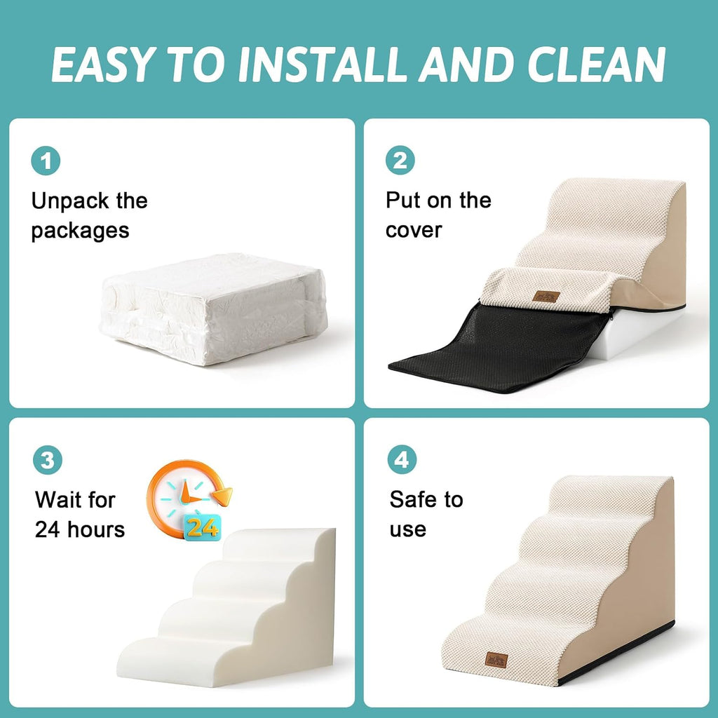Dog Stair for Small Dog 15.7" H, 3 Step Pet Ramp for Couch