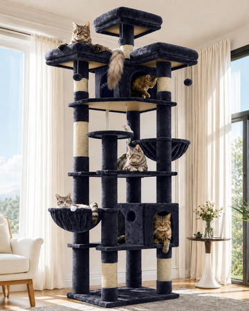 Cat Tree Tower for Multiple Adult Cats, 82in, Dark Grey