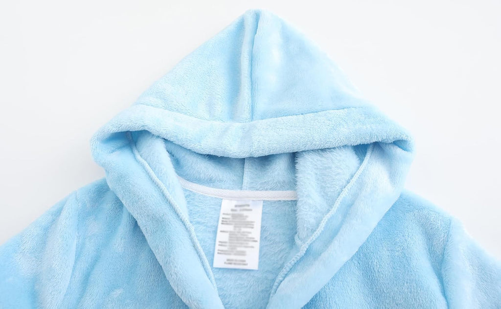 Boys Fleece Bathrobe Hooded Toddler Soft Fuzzy Robe for Kids