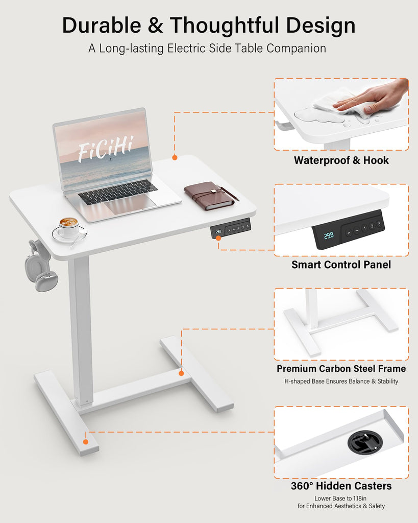 24 Inch Small Electric Standing Desk, Adjustable Mobile Laptop Desk