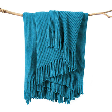 Chenille Throw Blanket 50x60 - Soft Boho Knitted Blanket for Couch Cozy Farmhouse Decor Bed Throw, Lightweight All