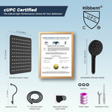All Metal High Pressure Rainfall 10'' Shower Head, CUPC Certified Handheld Showerhead Combo