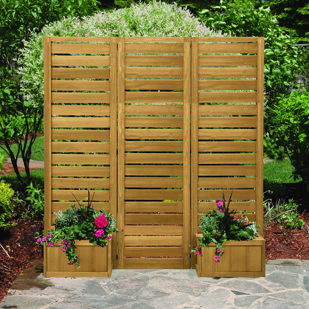Fusion Privacy Planter Screen with 3 Panels and Planter Boxes, Cedar