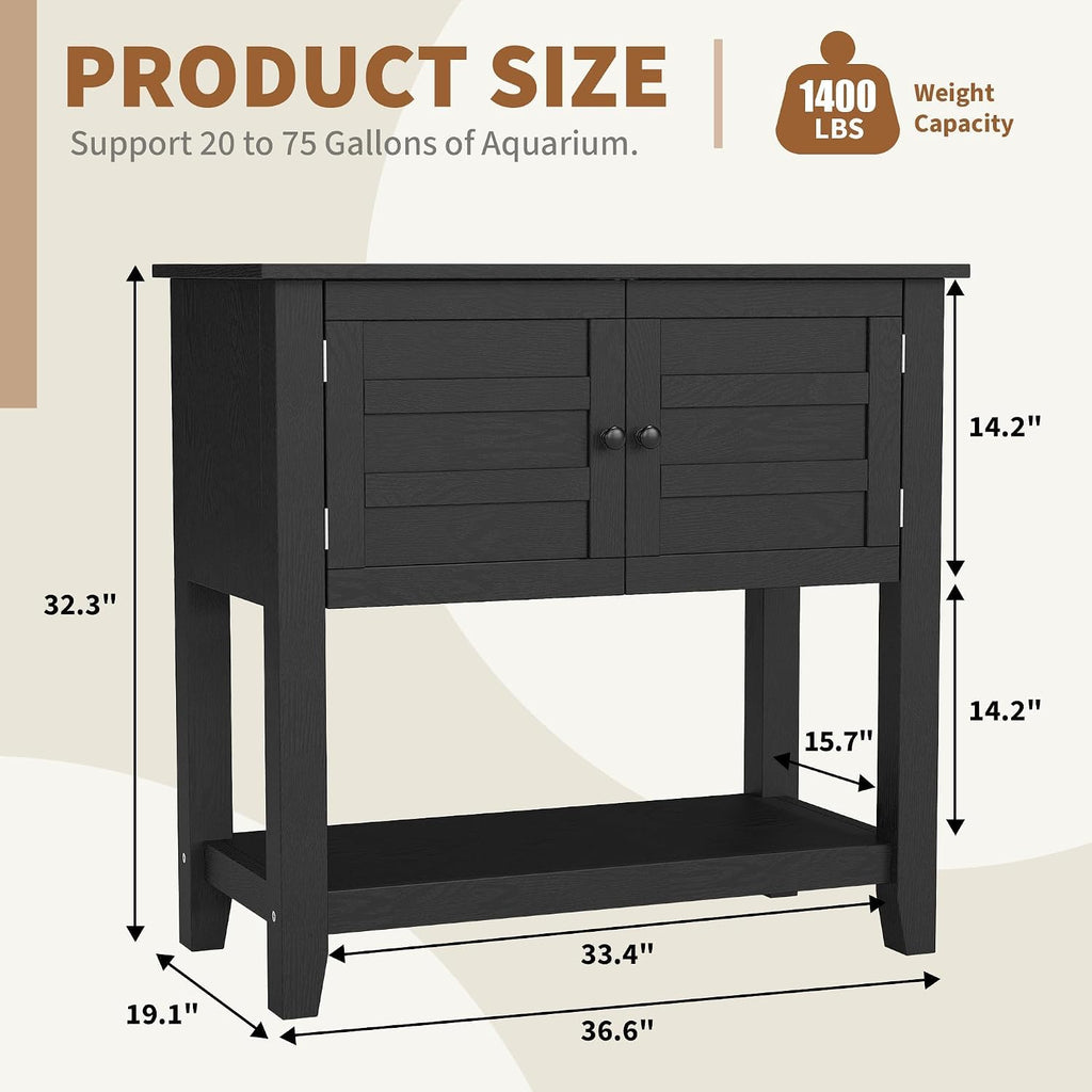 Heavy Duty 20-29 Gallon Aquarium Stand with Charging Station, Magnetic Doors