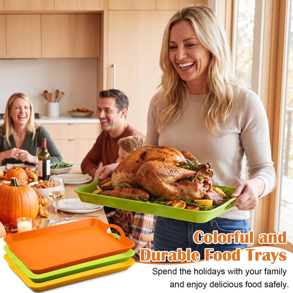 6 Pcs Serving Trays with Handle, 16.4 x 11 Inch, Fall Color