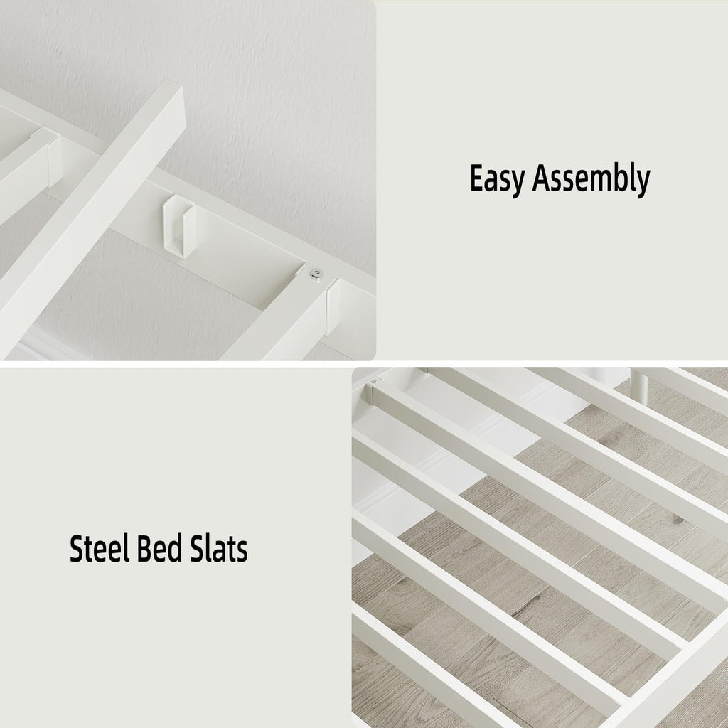 Twin Size Daybed Frame, Metal Sofa Day Bed Frame, White