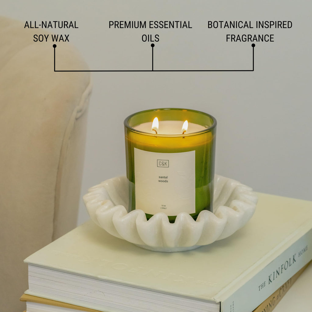 12oz Amber Moss Candle | Premium Green Winter Scented Candles for Men | Made with Natural Soy | Holiday Candles Gifts