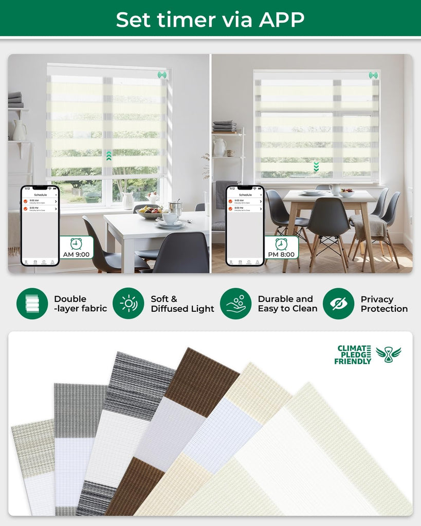 Motorized Zebra Blinds, Remote Control (Cream)
