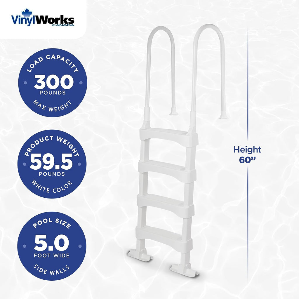 Snap & Lock Pool Ladder, Plastic Step Ladder for Above Ground or In Ground Swimming Pool, or Deck up to 60 Inch