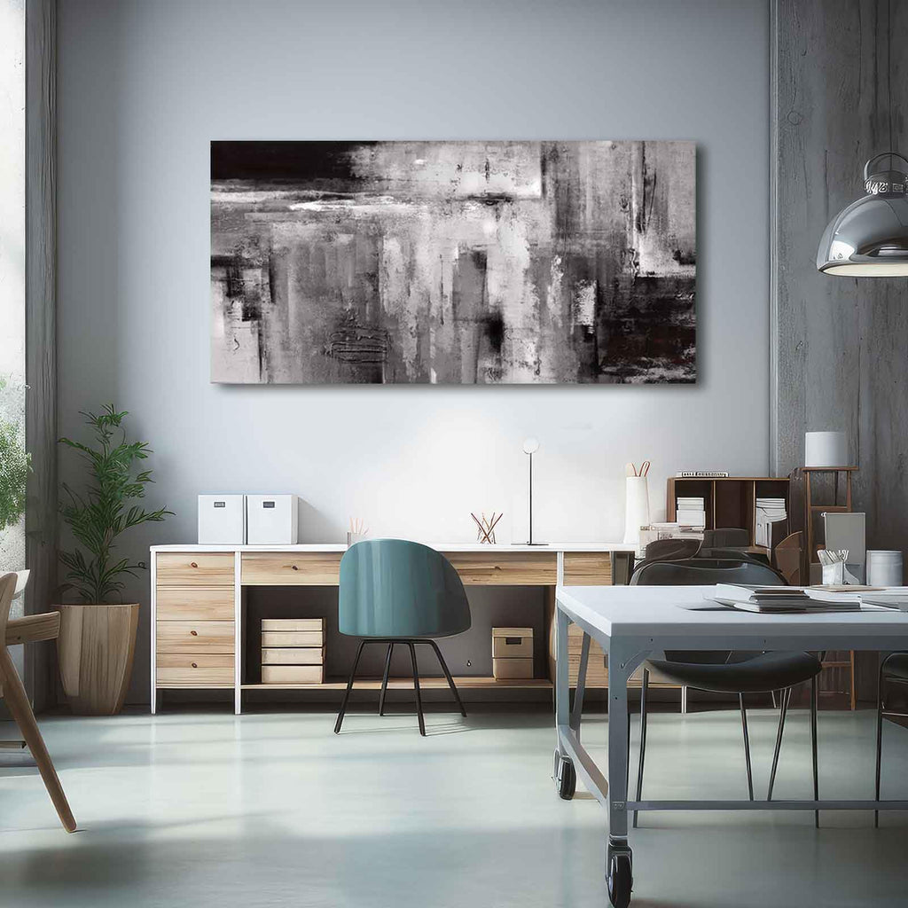 Large Abstarct Wall Art, Black And White Pictures, 29x58 In
