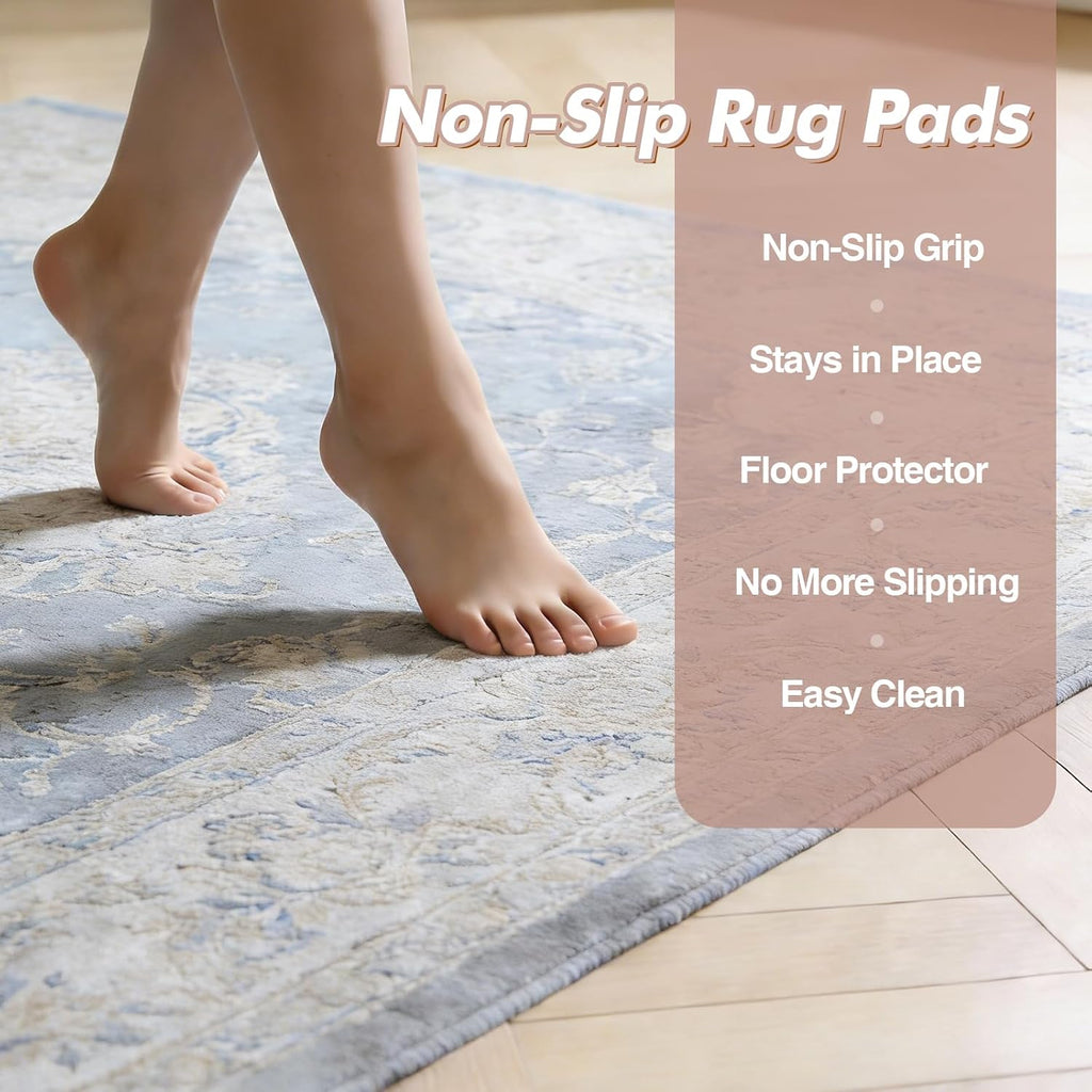 Non-Slip Rug Pad 6' x 9' - Felt & Rubber Underlay in Dark Gray, Waterproof & Grippy for Hardwood, Tile, Laminate - Set of 54