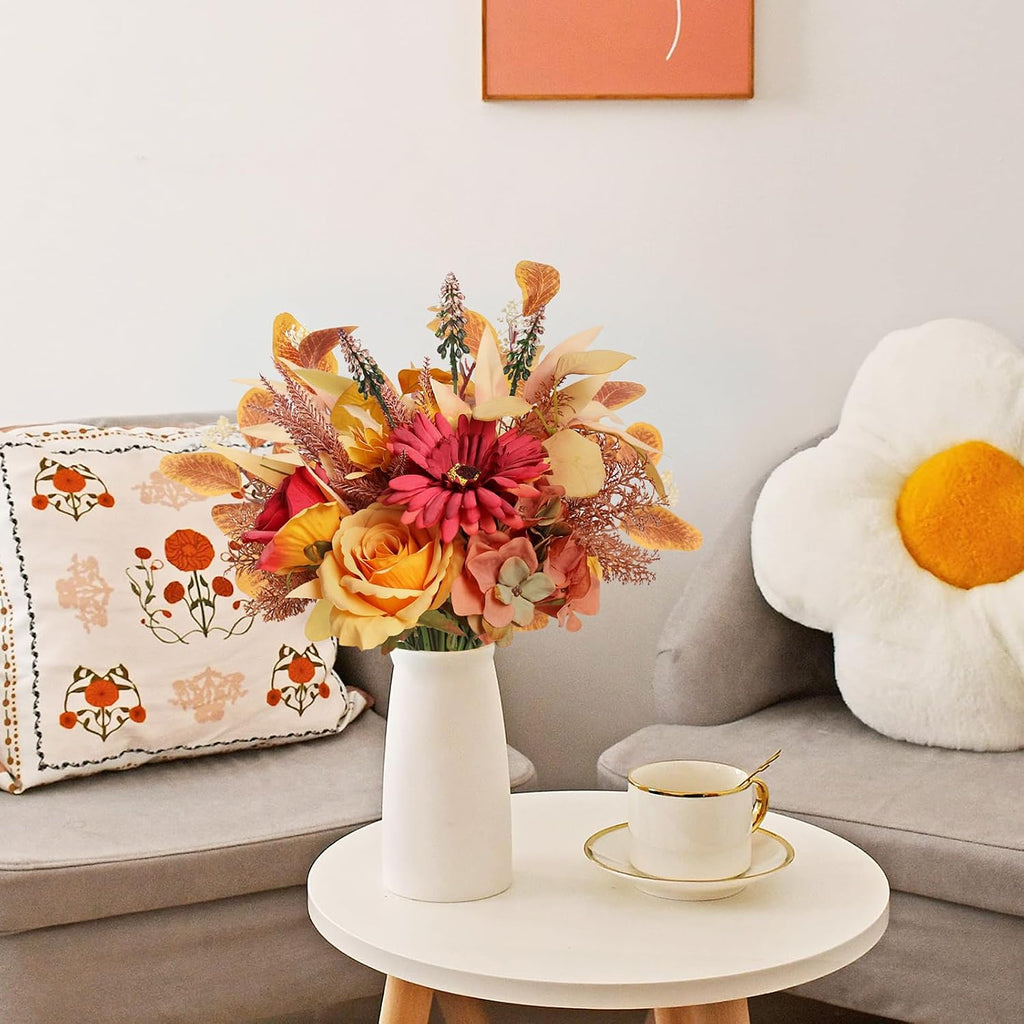 Artificial Fall Flowers Bouquet for Decoration, Fall Fake Silk Flower Arrangements Faux Autumn Flowers Fall - Set of 16