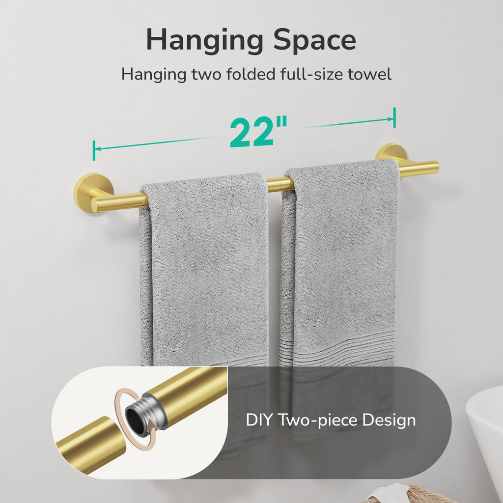Light Gold Towel Bar, 22-Inch Towel Racks