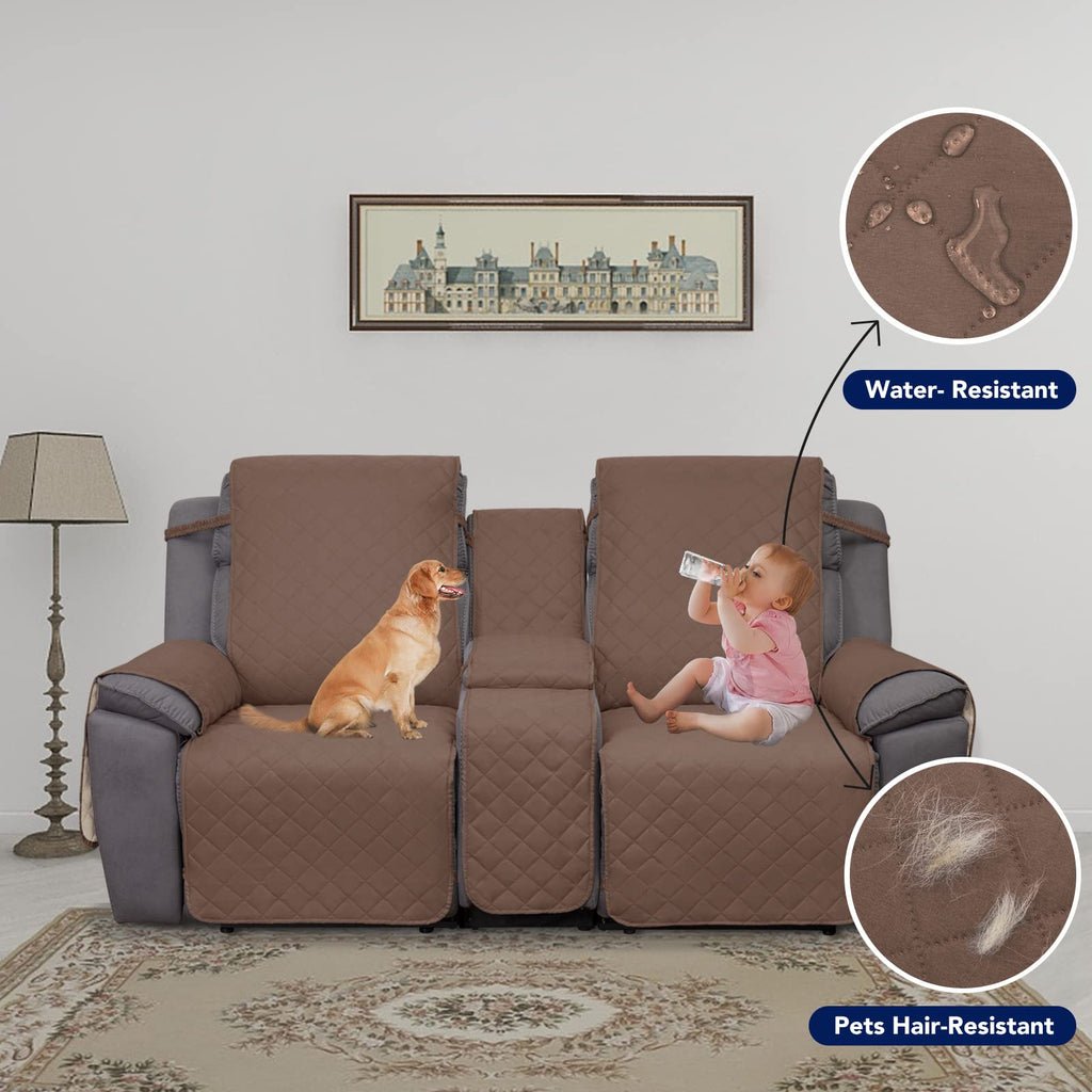 Water Resistant Reversible Loveseat Recliner Cover for Double