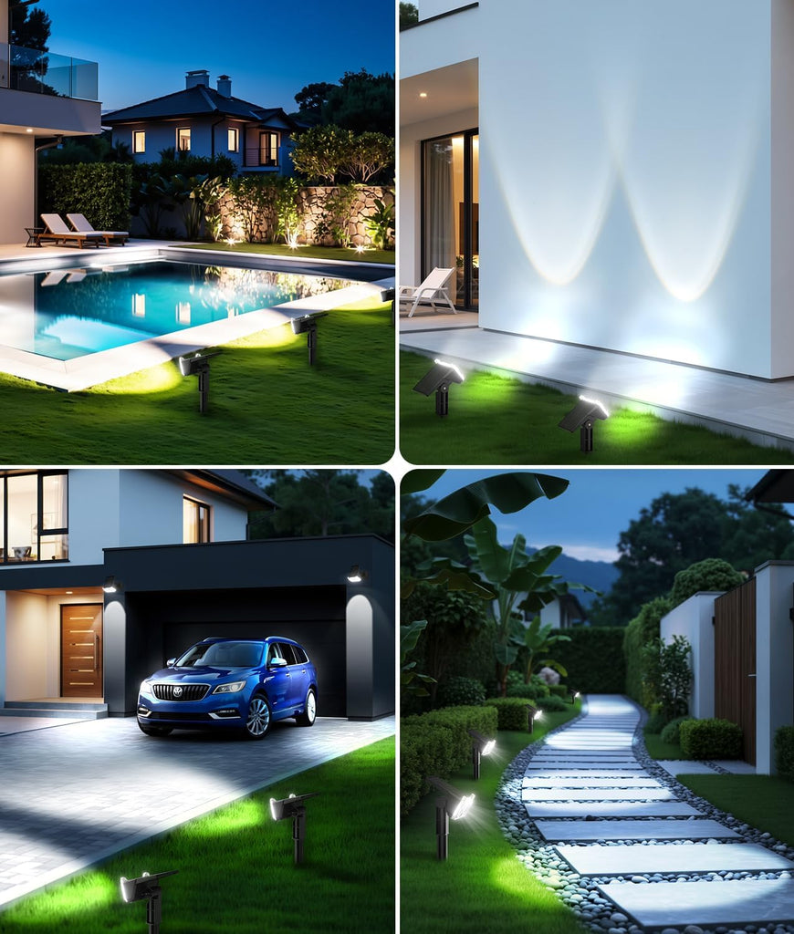 Solar Lights Outdoor Waterproof IP65, 6 Pack Solar Spot Lights Outdoor With 14 Big LEDs, 2-in-1 Wall Lights & 2 Modes