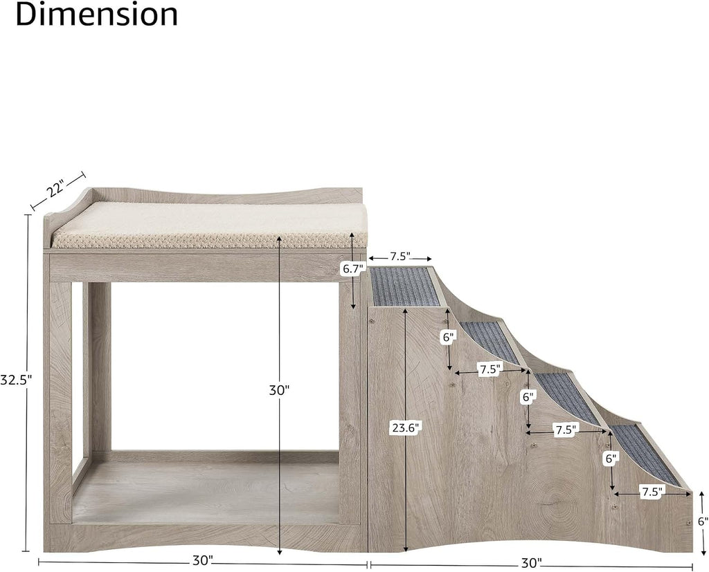 Large Pet Bunk Bed with Removable Step for Dogs and Cats