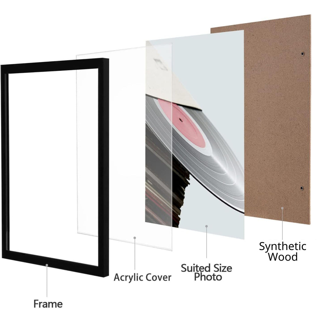 Vinyl Record Frame, 12.5 x 12.5 in, Black, 6 Pack