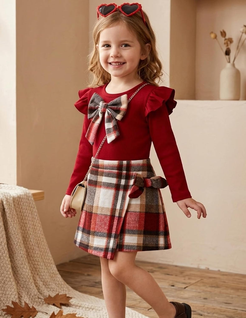 Toddler Baby Girl Clothes Fall Winter Outfits Ruffle Top Dress Pretty Hat Overall Skirt Set