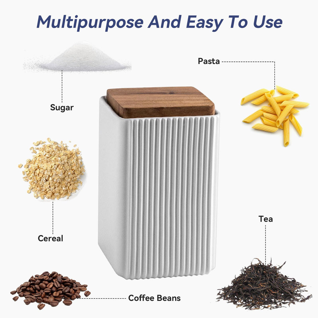 Ceramic Storage Jars Modern Airtight Coffee Canisters With Lid (White, Small size, 13cm*10cm)