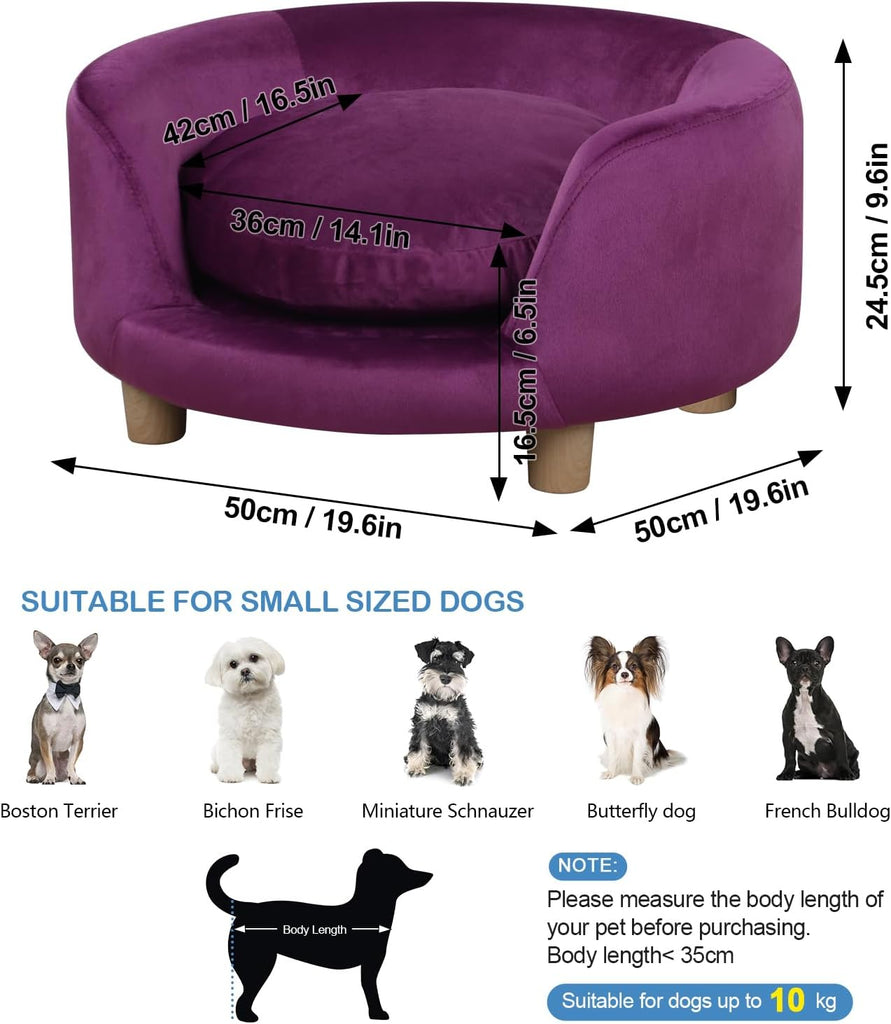Cat Sofa Beds, Dog Sofa Chair, Pet Sofa, Small Dog Beds, Puppy Bed, Wooden Frame and Velvet Fabric and Washable