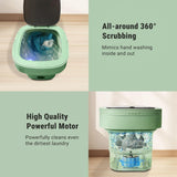 Portable Washing Machine, Foldable Personal Washer w/Integrated Drain Pipe and Spin Basket for Light Clothes, 3