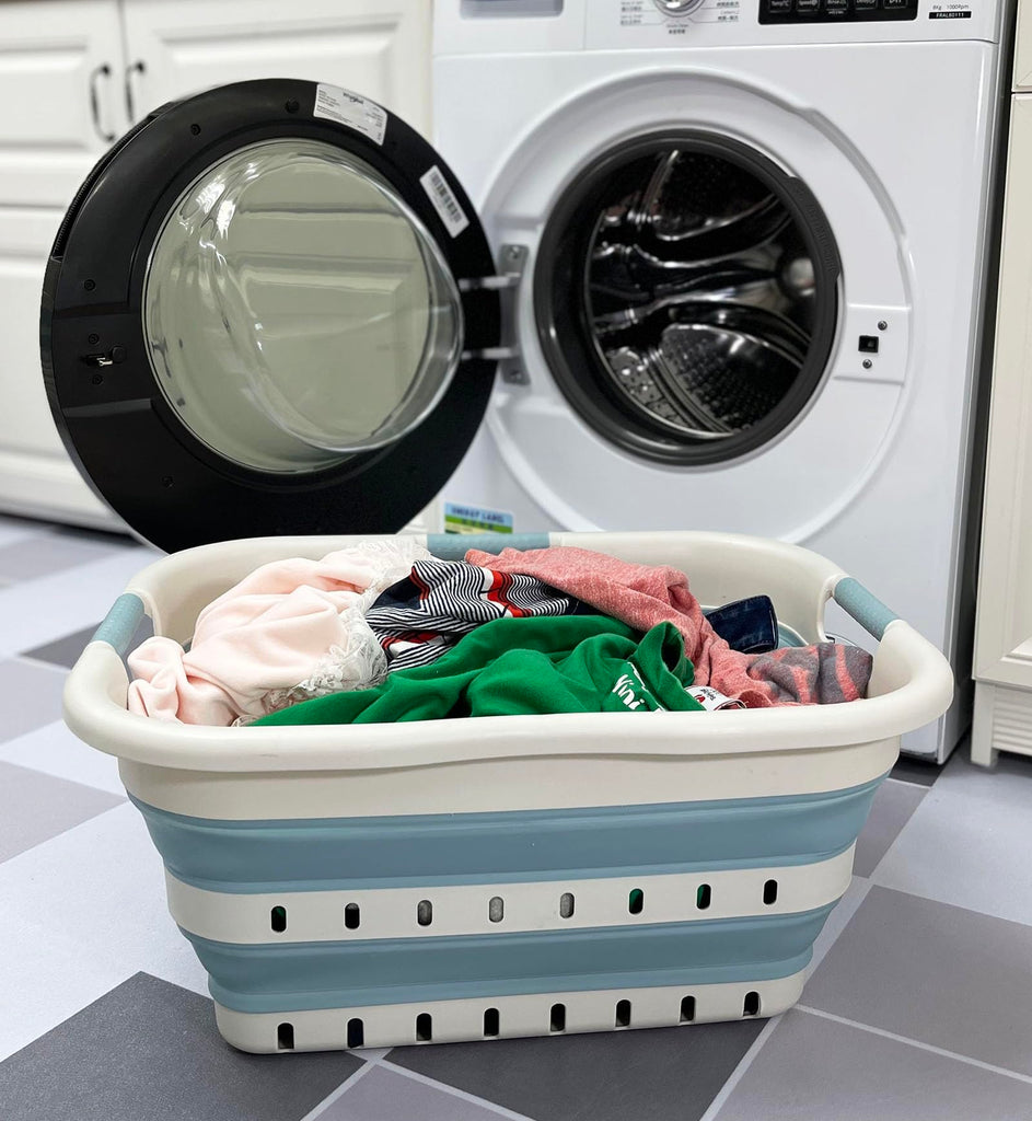 41L (10.8 Gallons) Collapsible 3 Handled Plastic Laundry Basket - Foldable Pop Up Storage Container/Organizer - Space