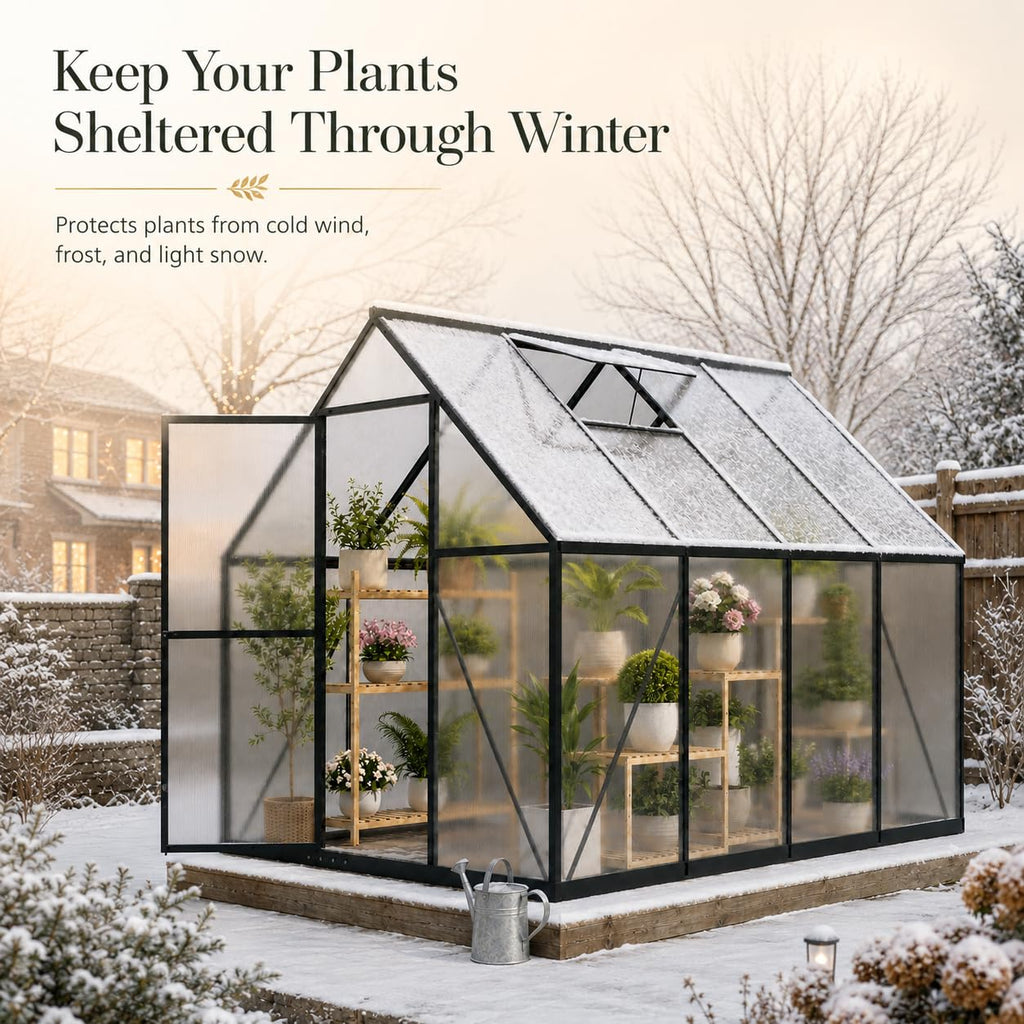 6x4 FT Small Polycarbonate Greenhouse, Walk-in Greenhouses for Outdoors, Aluminum Frame Plant Green House with
