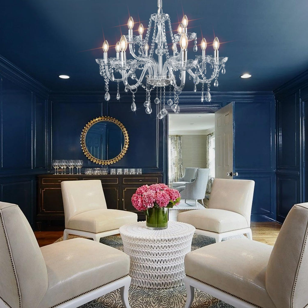 Gorgeous Vintage Crystal Chandelier 12-Lights K9 Large Crystal Candle Chandelier Pendant Ceiling Light Fixture for Living Room Dining Room Hallway Entry Chandeliers W33.5 X H47.2 A110-B0C32Q6J2Z