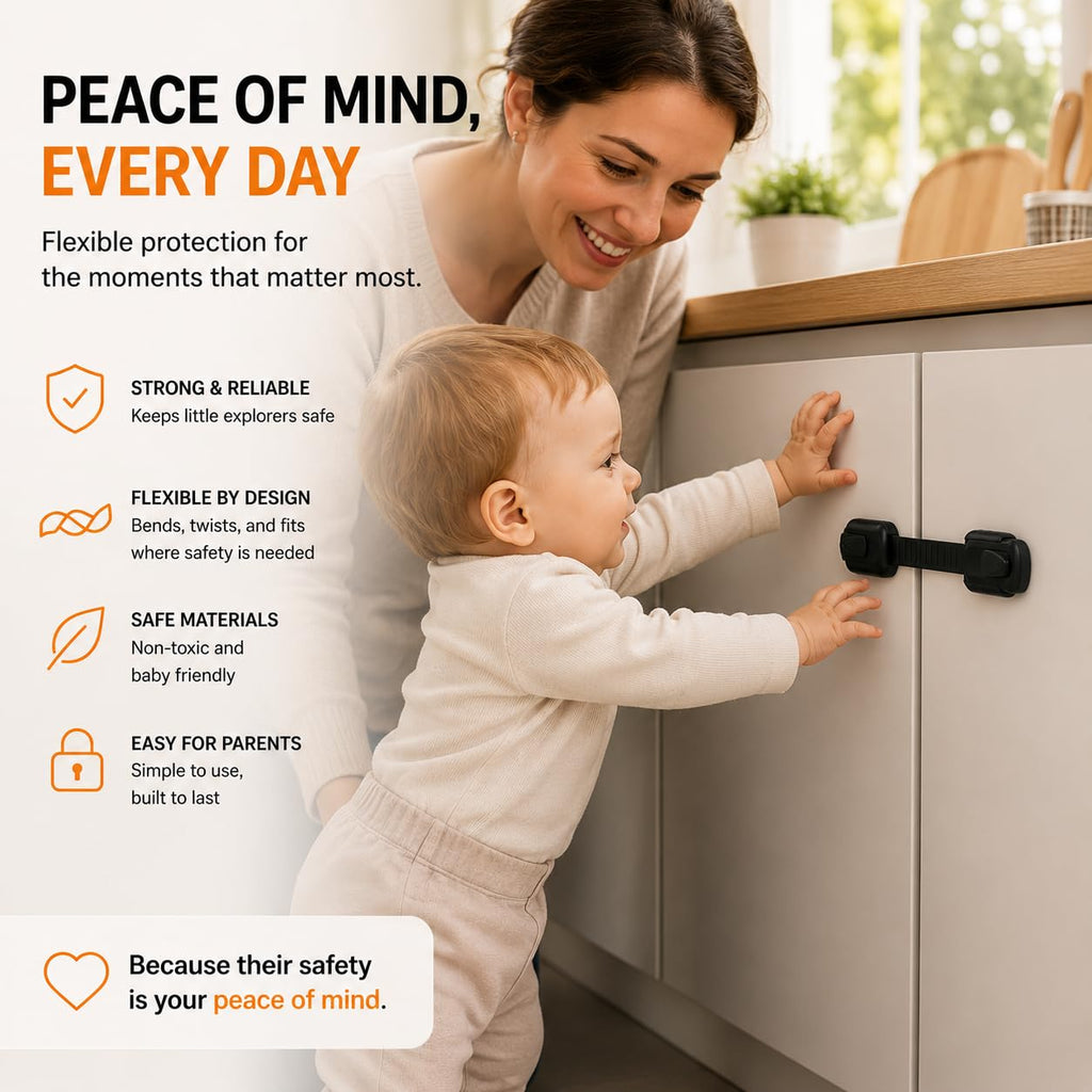 Cabinet Locks Baby Proofing, Child Proof, 10 Pack, Gray