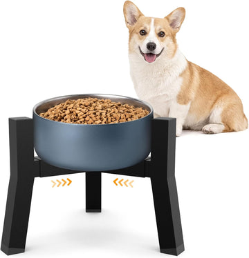 Adjustable Single Elevated Dog Bowl Stand, Lifted Holder No Bowls