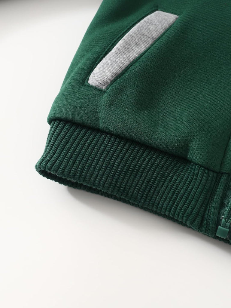 Kids Boys Zip-Up Hooded Sherpa Lined Jacket Fleece Sweatshirts Coat