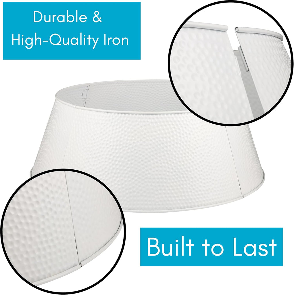 Metal Christmas Tree Collar, White, 28" x 10"