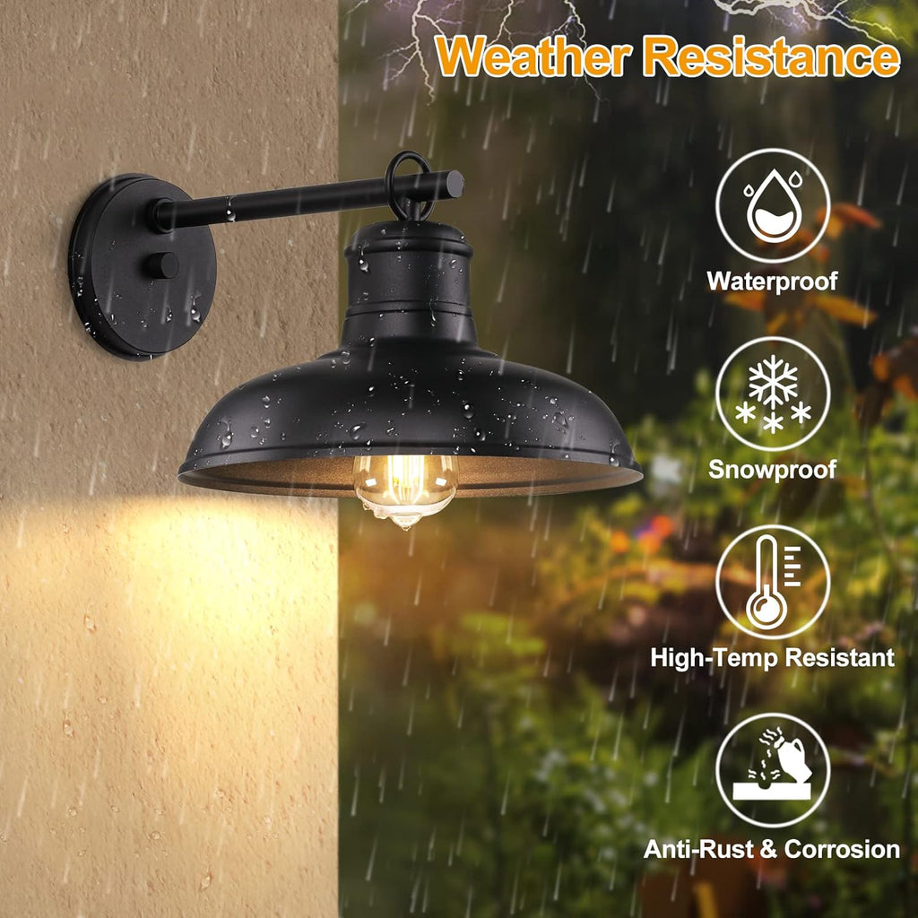 2-Pack Outdoor Wall Lights, Vintage Black Wall Sconces, Exterior Farmhouse Barn Light Fixtures