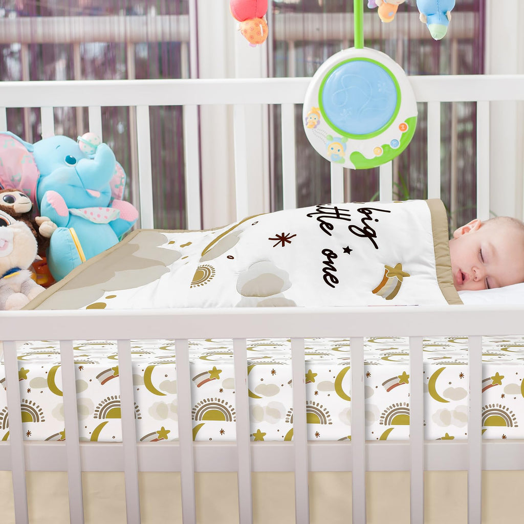 3 Pcs Moon Star Baby Crib Bedding Set for Boy Girl