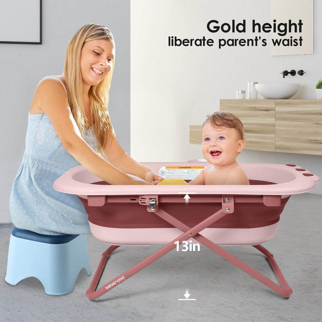 Collapsible Baby Bathtub for Newborn to Toddler (Pink)