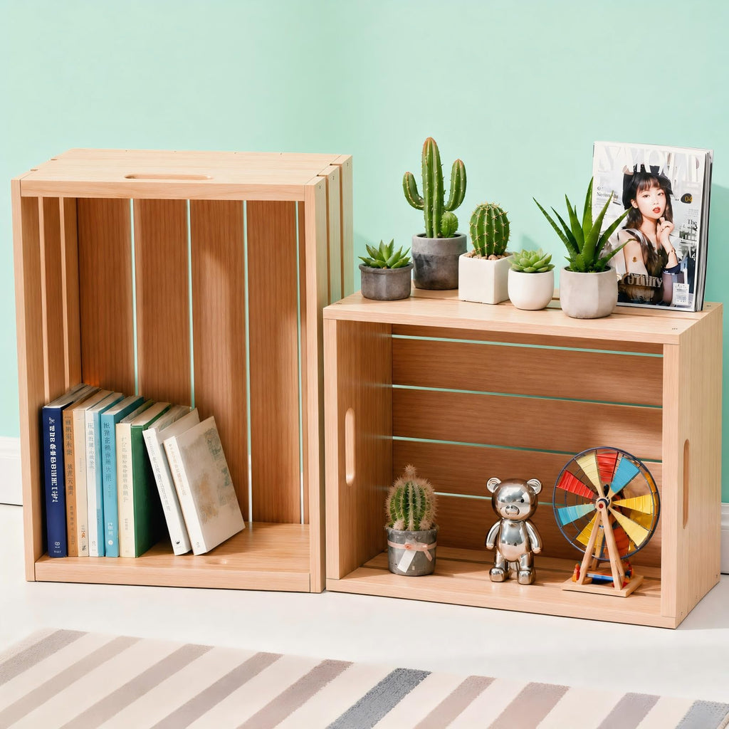 Wooden Crates for Storage - Versatile Pine Box Decor, and Organizing Closets, Vinyl Records, Gifts, Souvenirs, or Farm