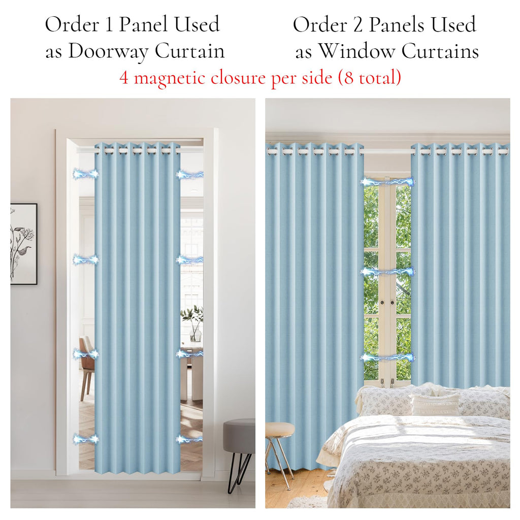 100% Blackout Curtain with Magnetic Closure - Pinch Pleat Look Window Drapes & Doorway Privacy Screen, Accordion