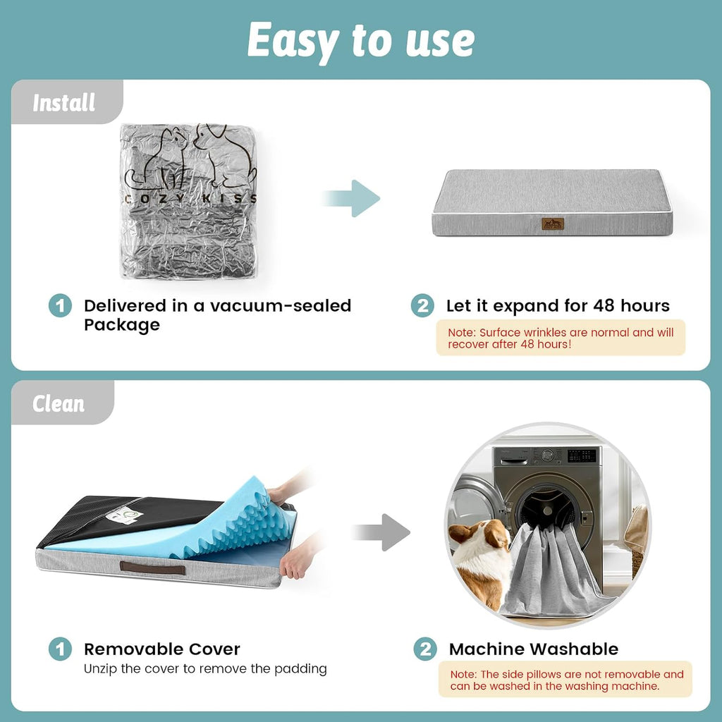 Cooling Orthopedic Dog Bed, Q-Max>0.5, Waterproof Lining, 30x20in