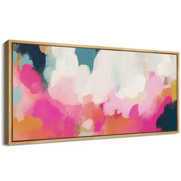 Extra Large Framed Canvas Print Wall Abstract Pastel Clouds Colorful Skyline Antique Retro Fine Illustrations