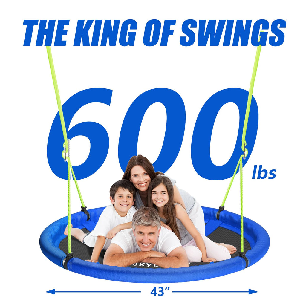 43" Tree Swing Saucer Swing with Tree Straps Durable Textilene Fabric