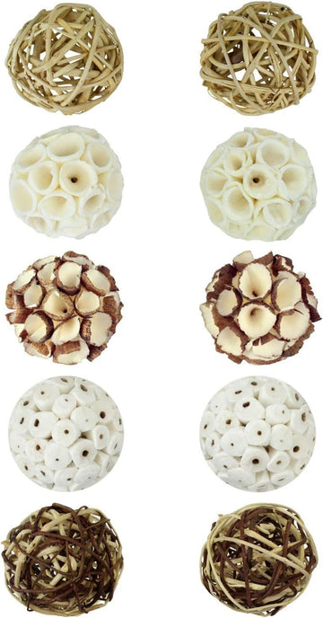 Decorative Balls for Bowls â€" Decorative Balls for Centerpiece Bowl Fillers, Assorted Rattan Wicker Balls Orb - Set of 10