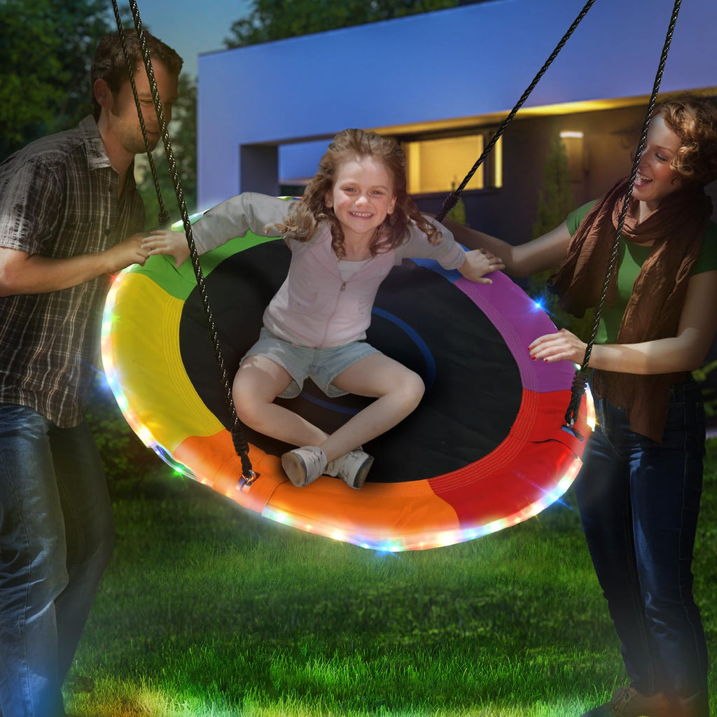 40" Saucer Tree Swing with LED Lights, Heavy Duty